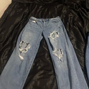 Distressed Blue Jeans
